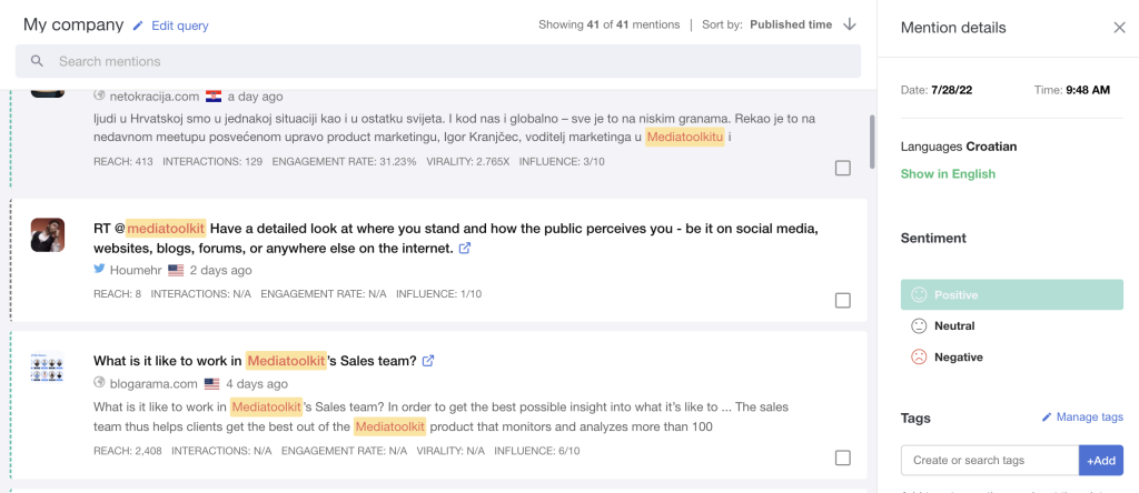 manual setup of sentiment in Mediatoolkit